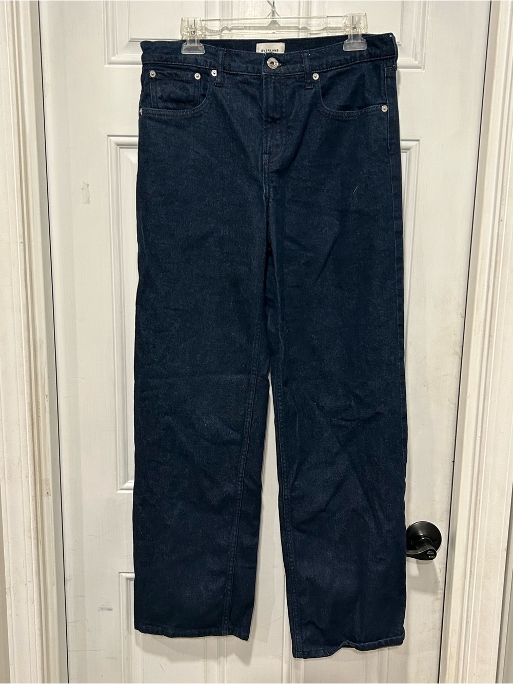 Everlane Women's Mid-Way Column Straight Leg Jeans Dark Wash Denim Size 30L Tall